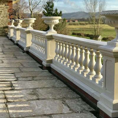 White Stone Handrail Balustrade Marble Small Pillar Balcony Railing Design Flowerpot Hand Carved Home Decor