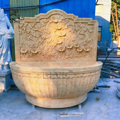 Beige Marble Wall Fountains Garden Flower Water Fountain Villa Outdoor Decorative