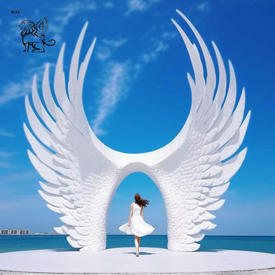 Stainless Steel Angel Wing Sculpture Seaside Large Metal Art Statue Outdoor Custom