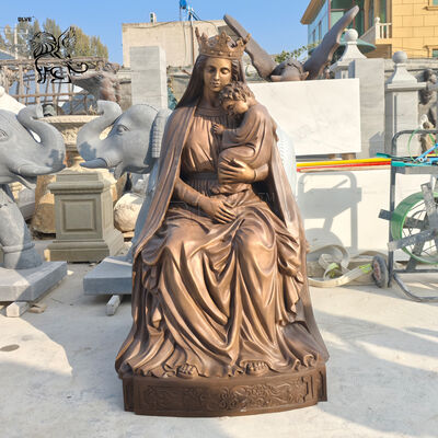 Life Size Garden Church Sitting Mother Mary Baby Jesus Statues Bronze Statue of the Virgin Mary