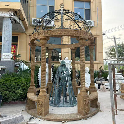 Antique Marble Gazebo Stone Garden Pavilion Iron Dome Outdoor Large Custom
