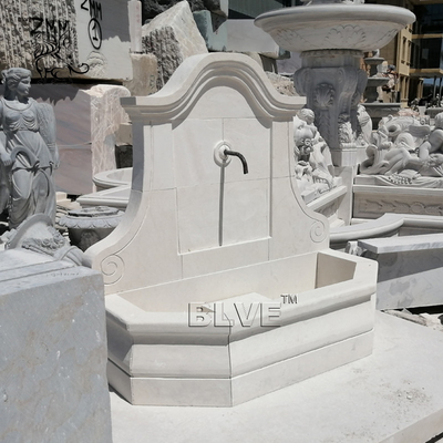 BLVE Simple Marble Big Wall Fountain White Stone Carving Garden Fountain Modern French Outdoor Decoration