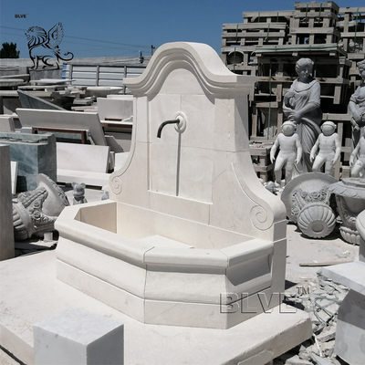BLVE Simple Marble Big Wall Fountain White Stone Carving Garden Fountain Modern French Outdoor Decoration