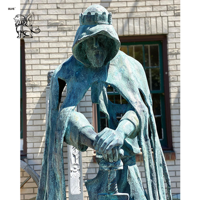 Bronze King Arthur Statue Life Size Medieval Knight Sculpture Metal Abstract Outdoor Garden