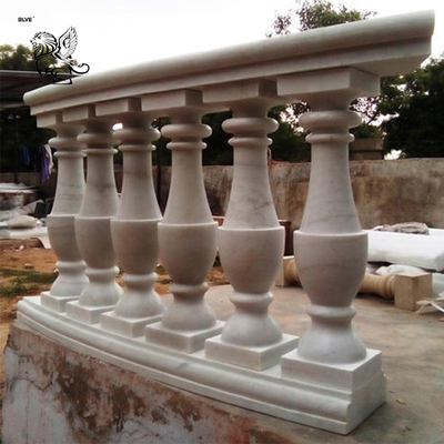 White Marble Stone Balustrades Stairs Handrail Outdoor Balcony Railings Design China Factory