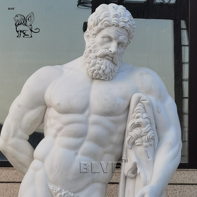 Marble Hercules Sculpture White Stone Naked Male Greek God Heracles Statues Life Size Garden Decoration Spot Goods