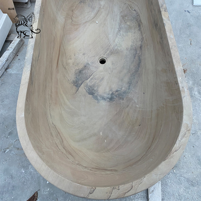 Marble Bathroom Bath Tub Large Oval Natural Stone Bathtub Freestanding Modern Design