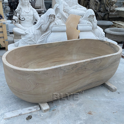 Marble Bathroom Bath Tub Large Oval Natural Stone Bathtub Freestanding Modern Design