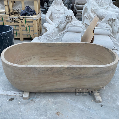 Marble Bathroom Bath Tub Large Oval Natural Stone Bathtub Freestanding Modern Design