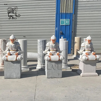 Marble Sun Wukong Sculptures Fighting Holy Buddha Monkey King Stone Statue Chinese Home Decor