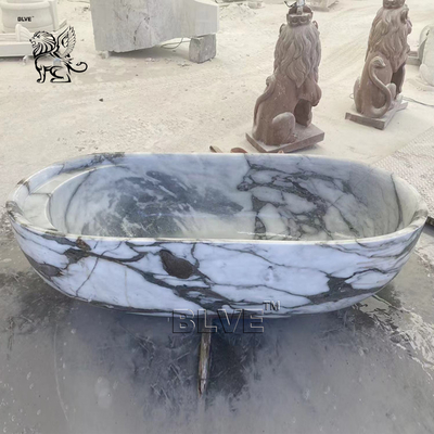 Marble Bath Tube Natural Stone Carving Tube Solid Surface Free Standing Elegant Bathtub Custom