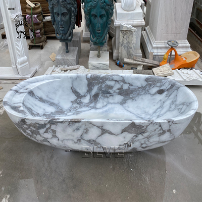 Marble Bath Tube Natural Stone Carving Tube Solid Surface Free Standing Elegant Bathtub Custom