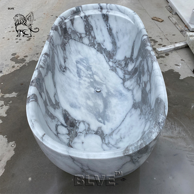 Marble Bath Tube Natural Stone Carving Tube Solid Surface Free Standing Elegant Bathtub Custom