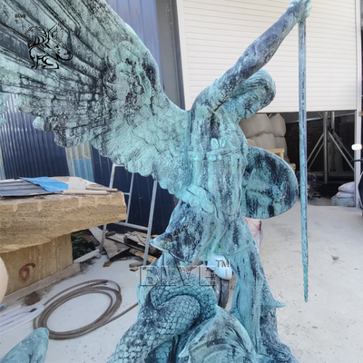 Bronze St Michael Statues Life Size Metal Religious Angel Saint Archangel Sculpture Antique Outdoor