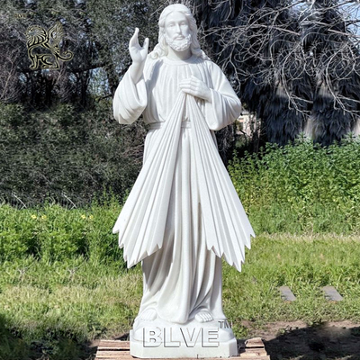 White Marble Divine Mercy Statue Of Jesus Sacred Heart Jesus Sculpture Life Size Religious Decoration Church