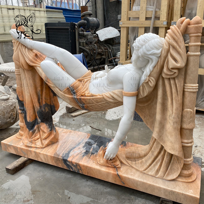 Sleeping Beauty Marble Girl Garden Statues Life Size Stone Carvings Woman Sculptures Modern Art Outdoor