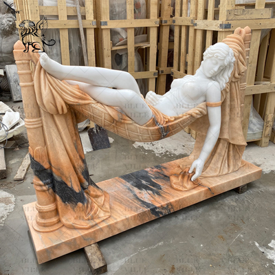 Sleeping Beauty Marble Girl Garden Statues Life Size Stone Carvings Woman Sculptures Modern Art Outdoor