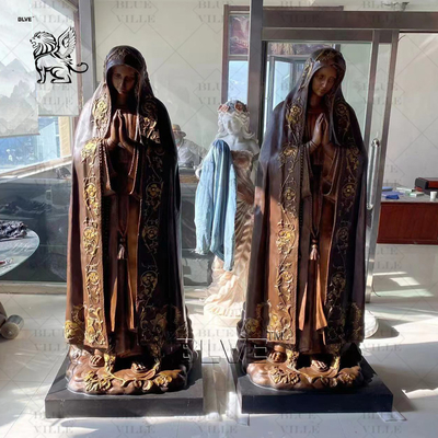 Bronze Virgin Mary Fatima Statue Life Size Nossa Senhora do Rosário de Fátima Sculpture Church Catholic Religious