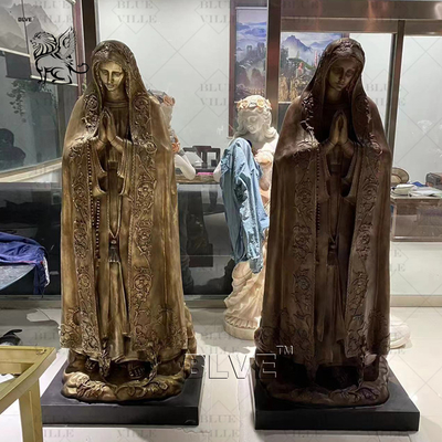 Bronze Virgin Mary Fatima Statue Life Size Nossa Senhora do Rosário de Fátima Sculpture Church Catholic Religious