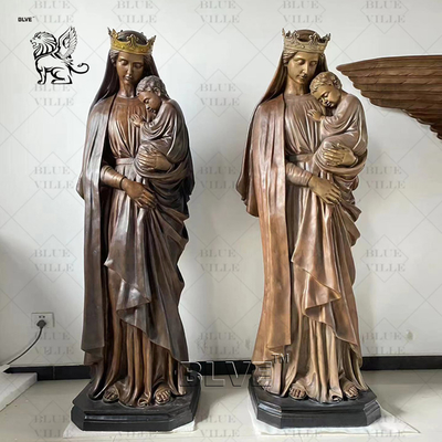 Bronze Virgin Mary Fatima Statue Life Size Nossa Senhora do Rosário de Fátima Sculpture Church Catholic Religious