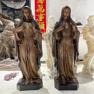 Bronze Virgin Mary Fatima Statue Life Size Nossa Senhora do Rosário de Fátima Sculpture Church Catholic Religious