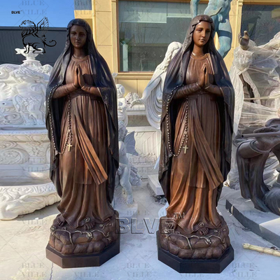 Bronze Virgin Mary Fatima Statue Life Size Nossa Senhora do Rosário de Fátima Sculpture Church Catholic Religious