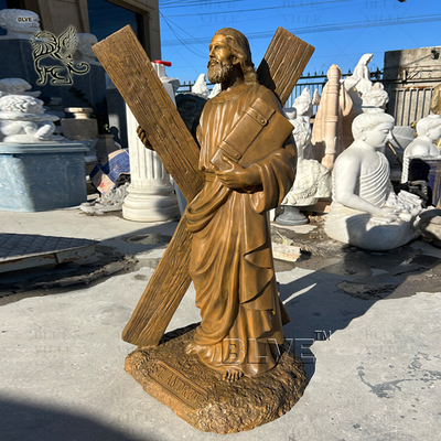 Bronze St Andrew Statue Sculpture Catholic X Cross Copper Brass Metal Religious Statues Church Life Size