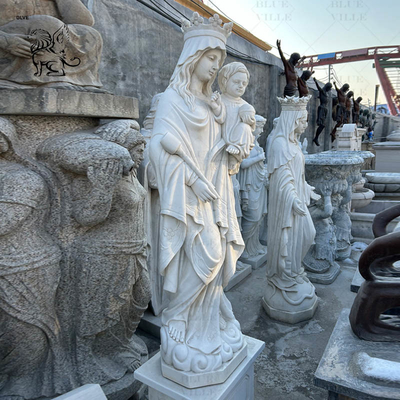 Marble Mother Mary Statues Church Life Size Virgin Mama Mary Baby Jesus Statue Religious Handcarved