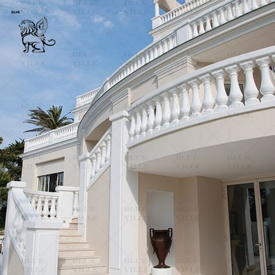 White Marble Stair Balusters Handrail Luxury Spiral French Balcony Railing Design Decorative Outdoor Villa