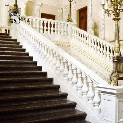 White Marble Stair Balusters Handrail Luxury Spiral French Balcony Railing Design Decorative Outdoor Villa