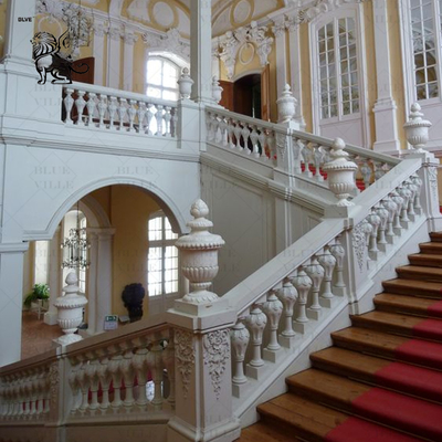White Marble Stair Balusters Handrail Luxury Spiral French Balcony Railing Design Decorative Outdoor Villa