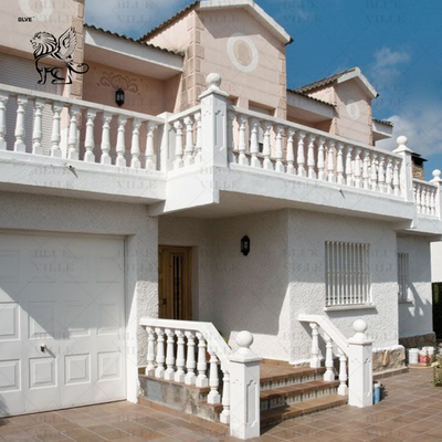 White Marble Stair Balusters Handrail Luxury Spiral French Balcony Railing Design Decorative Outdoor Villa