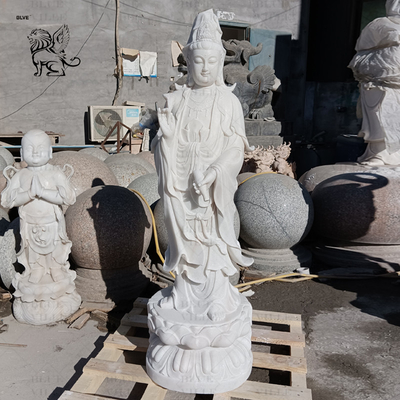 Marble Guanyin Statue Quan Yin Buddha Statues Home Decor Life Size Religious Female Stone Hand Carving