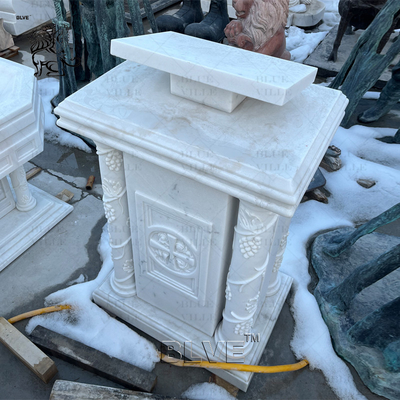 Marble Pope Pulpit White Natural Stone Catholic Church Altar Table Religious Handcarved Modern Western Style