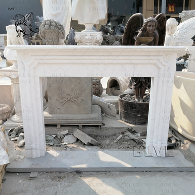 Marble Fireplace Surround White Stone Luxury Freestanding Fireplace Mante French Style Decorative Indoor