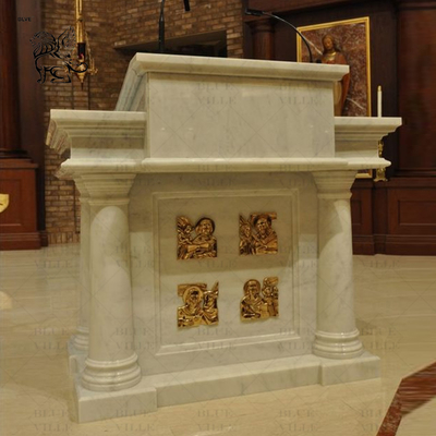 Marble Pulpit Table Natural Stone Carving Church Papal podium Western Style Religious Custom