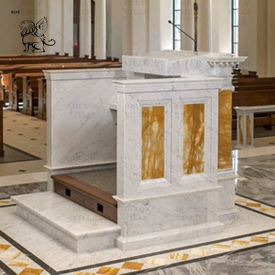 Marble Pulpit Table Natural Stone Carving Church Papal podium Western Style Religious Custom
