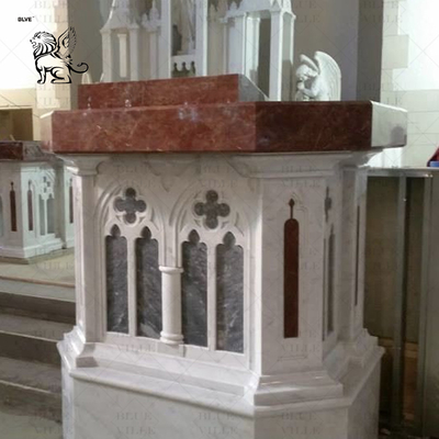 Marble Pulpit Table Natural Stone Carving Church Papal podium Western Style Religious Custom