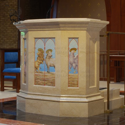 Marble Pulpit Table Natural Stone Carving Church Papal podium Western Style Religious Custom