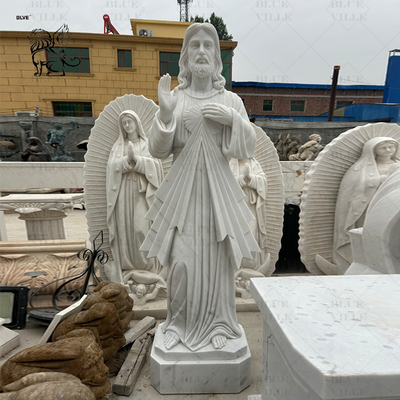 White Marble Divine Mercy Statue Jesus Sculpture church Life Size Catholic Religious Home Decor Outdoor