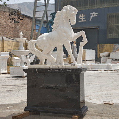 White Marble Horse Statue Life Size Animal Garden Statues Sculptures Stone Carving Outdoor Decorative