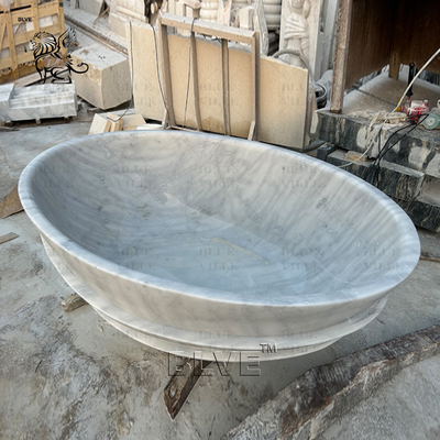 White Oval Marble Bathtub Natural Stone Bathroom Bath Freestanding European Style Home Decoration