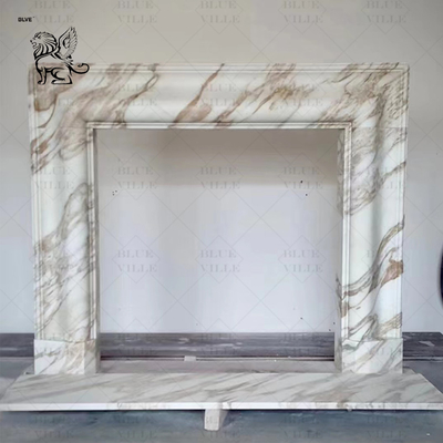 White Marble Fireplace Mantel Stone Carving Fireplace Surround European Style Indoor Home Decor Modern Design