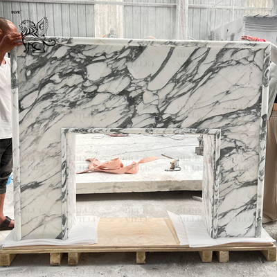 White Marble Fireplace Mantel Stone Carving Fireplace Surround European Style Indoor Home Decor Modern Design