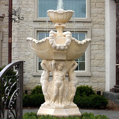 Marble Woman Pouring Water Fountain Outdoor White Stone Yard Naked Lady Fountains Handcarved Italian Garden