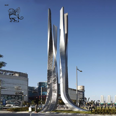 Huge Stainless Steel Sculpture Urban Saudi Arabia 2030 Future City Building Metal Giant Statue Outdoor Large