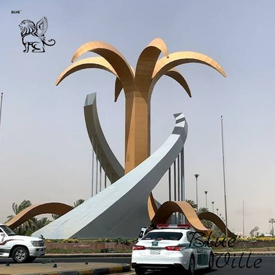 Huge Stainless Steel Sculpture Urban Saudi Arabia 2030 Future City Building Metal Giant Statue Outdoor Large