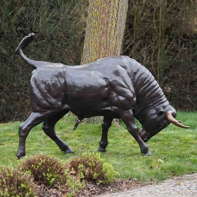 Large Bronze Bull Statue Metal Animal Cattle Sculpture Decorative Outdoor Garden Park