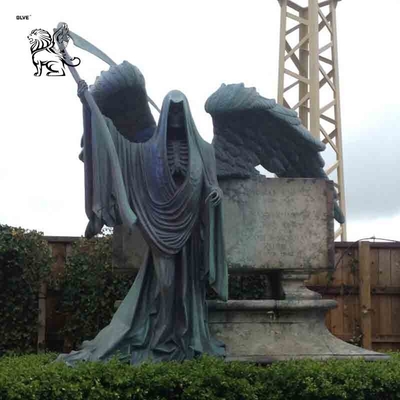 Bronze Santa Muerte Statue Saint Holy Death Statues Large Metal Cemetery Skeleton Angel Sculpture Outdoor