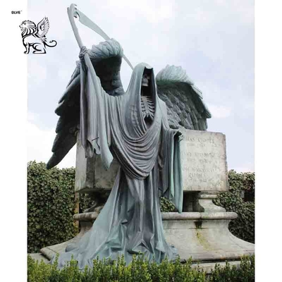 Bronze Santa Muerte Statue Saint Holy Death Statues Large Metal Cemetery Skeleton Angel Sculpture Outdoor
